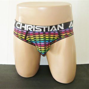 New Andrew Christian Brief, Sparkling Silver Waist, Comfort Pouch